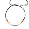 Billede af By Pind Colorful knyttet armbånd sort med regnbue sten og sølv forgyldte kugler