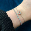 Billede af By Pind armbånd sølv rhodineret paveret hjerte med zirkoniasten