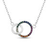 Billede af By Pind Colorful halskæde sølv rhodineret dobbelt cirkel med farvede zirkoniasten