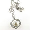 Billede af *By Pind halskæde sølv rhodineret med ferskvandsperle og zirkoniasten (45 cm)