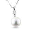 Billede af By Pind halskæde sølv rhodineret med vedhæng med hvid perle og zirkoniasten (40+5cm)