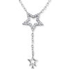 Billede af By Pind Y-halskæde sølv rhodineret med vedhæng stjerner med zirkoniasten (40+5cm)