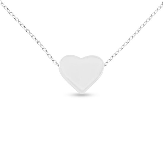 Billede af By Pind halskæde sølv rhodineret med hjerte vedhæng (42+3cm)