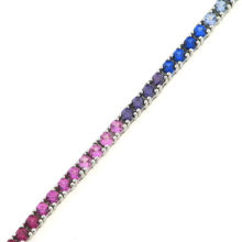 Billede af By Pind sølv rhodineret tennisarmbånd "Rainbow" med zirkoniasten (17 cm)